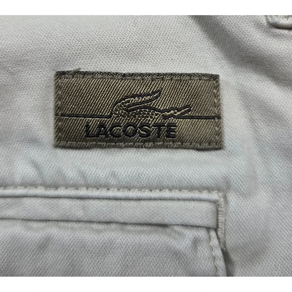Lacoste Mens Chino Shorts Size 50 Stone Beige Cotton Twill Flat Front Casual